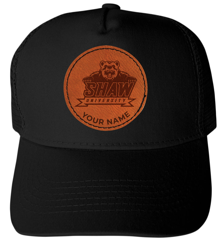 Shaw University Bears Custom Collegiate Trucker Hat – Officially Licensed with Round or Hexagon Leather Patch Roundi Patch