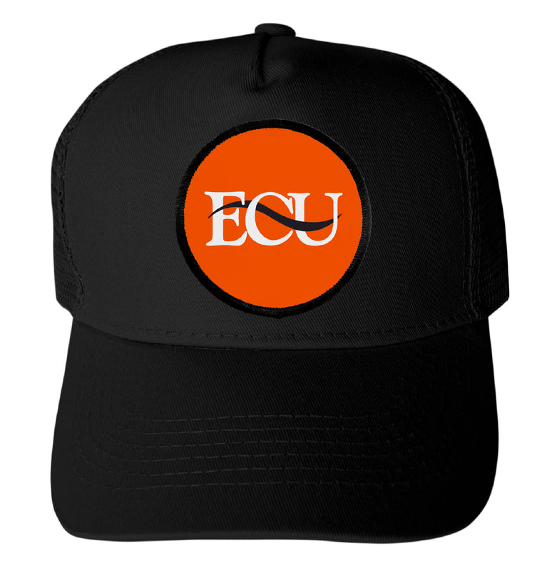 East Central University Tigers Officially Licensed College Trucker Hat – Choose Your Patch Shape & Hat Color Black|Round