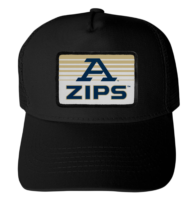 Akron Zips Officially Licensed College Trucker Hat – Choose Your Patch Shape & Hat Color Black|Rectangle