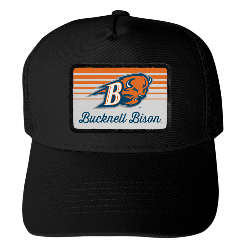 Bucknell University Bison Officially Licensed College Trucker Hat – Choose Your Patch Shape & Hat Color Black|Rectangle