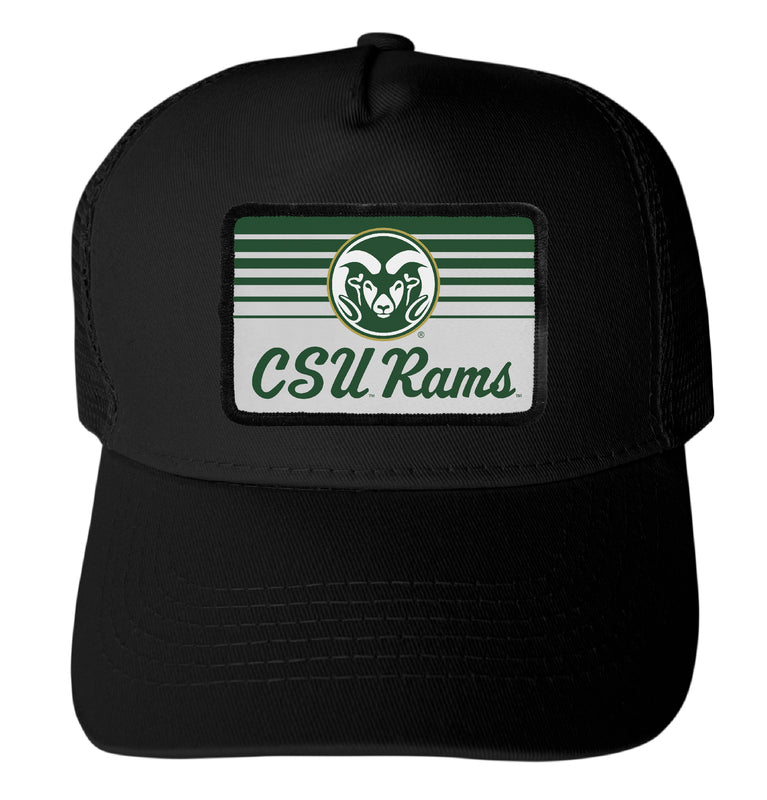 Colorado State Rams Officially Licensed College Trucker Hat – Choose Your Patch Shape & Hat Color Black|Rectangle