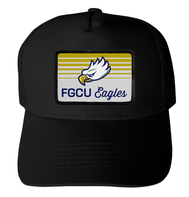 Florida Gulf Coast Eagles Officially Licensed College Trucker Hat – Choose Your Patch Shape & Hat Color Black|Rectangle