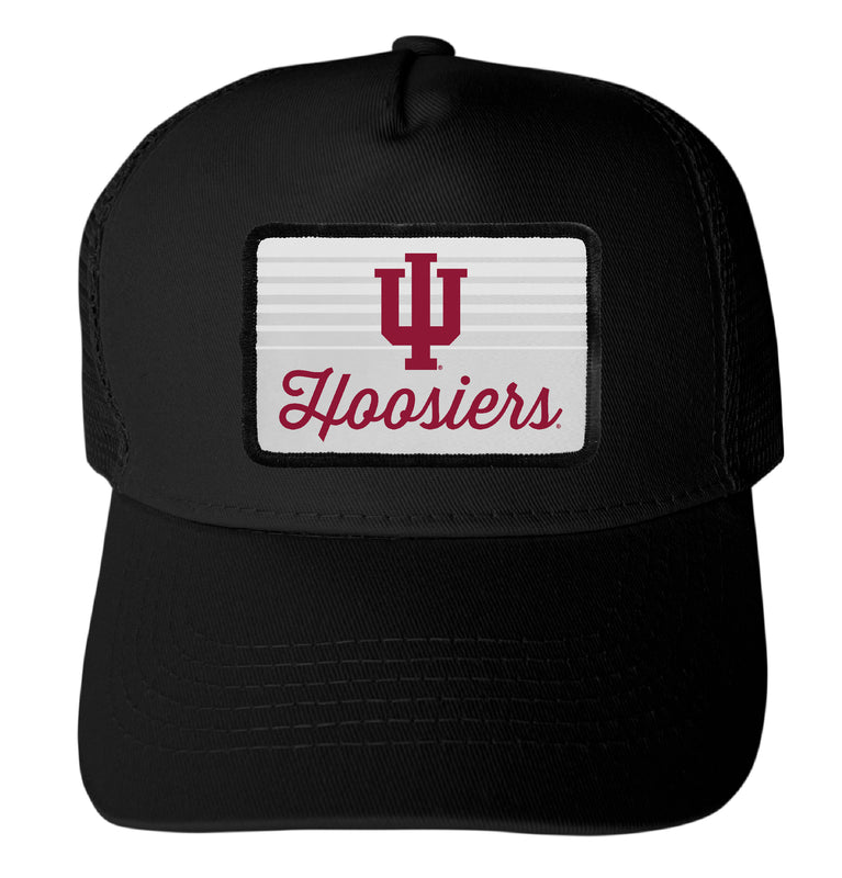 Indiana Hoosiers Officially Licensed College Trucker Hat – Choose Your Patch Shape & Hat Color Black|Rectangle