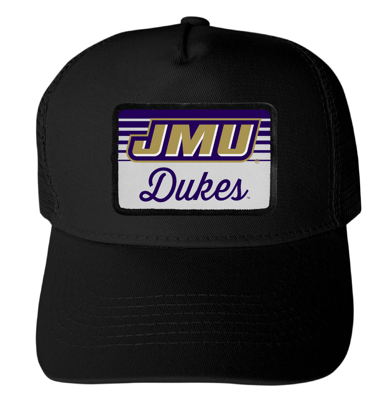 James Madison Dukes Officially Licensed College Trucker Hat – Choose Your Patch Shape & Hat Color Black|Rectangle