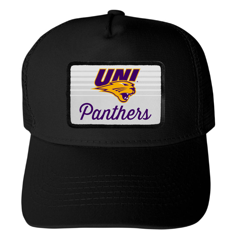 Northern Iowa Panthers Officially Licensed College Trucker Hat – Choose Your Patch Shape & Hat Color Black|Rectangle