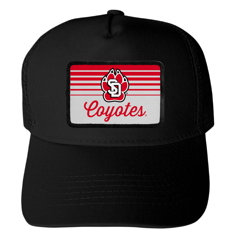 South Dakota Coyotes Officially Licensed College Trucker Hat – Choose Your Patch Shape & Hat Color Black|Rectangle