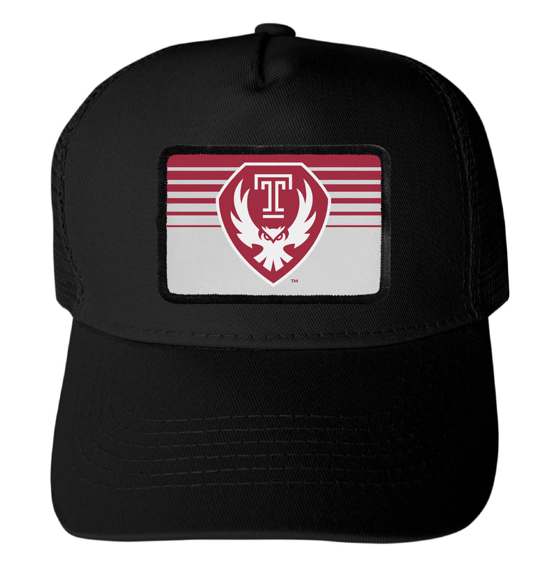 Temple University Officially Licensed College Trucker Hat – Choose Your Patch Shape & Hat Color Black|Rectangle