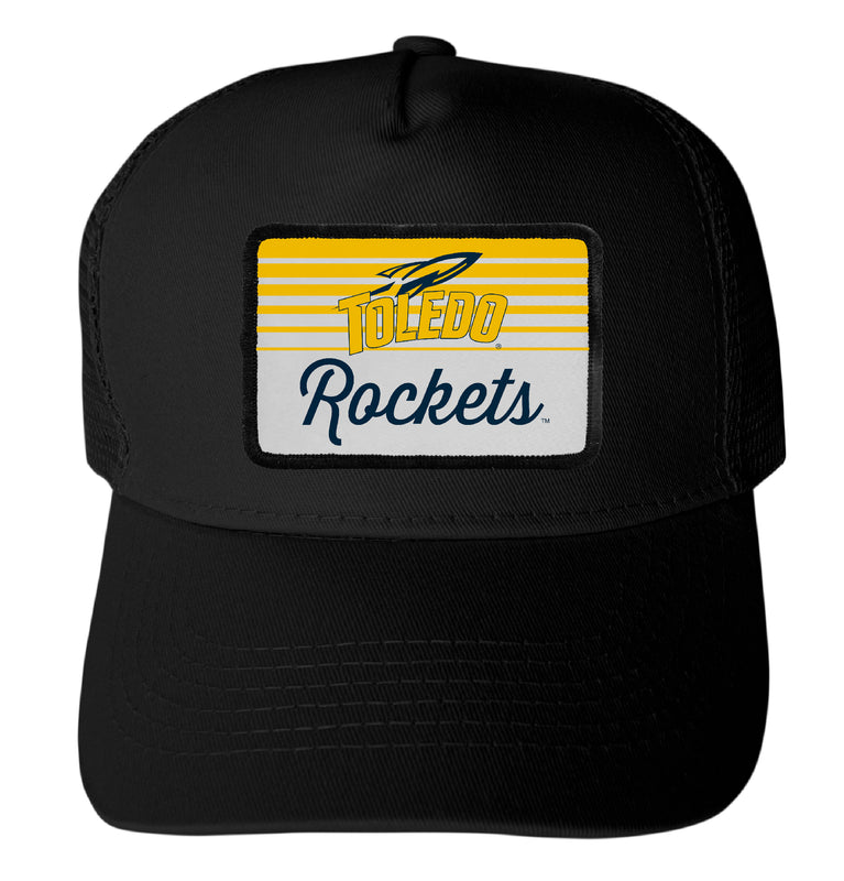 Toledo Rockets Officially Licensed College Trucker Hat – Choose Your Patch Shape & Hat Color Black|Rectangle