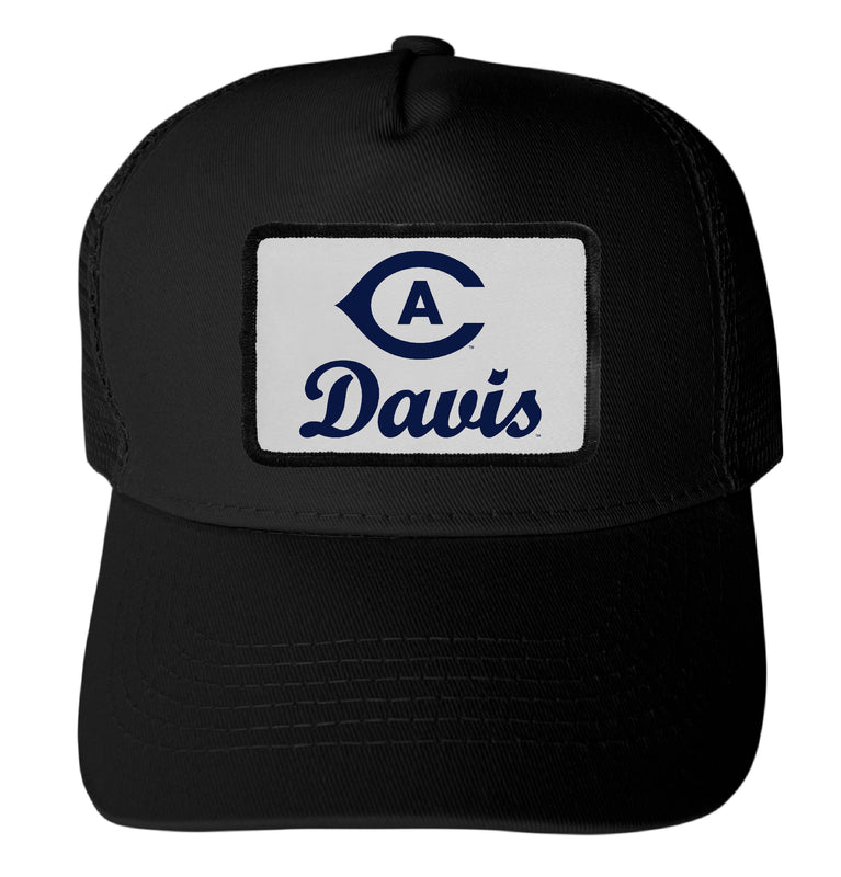 UC Davis Aggies Officially Licensed College Trucker Hat – Choose Your Patch Shape & Hat Color Black|Rectangle