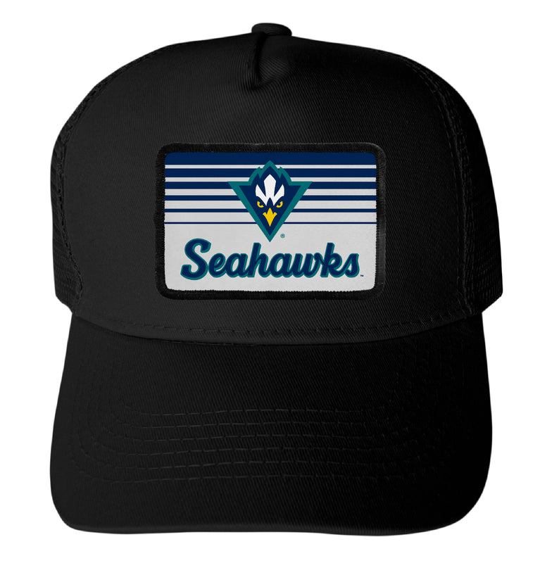 North Carolina Wilmington Seahawks Officially Licensed College Trucker Hat – Choose Your Patch Shape & Hat Color Black|Rectangle