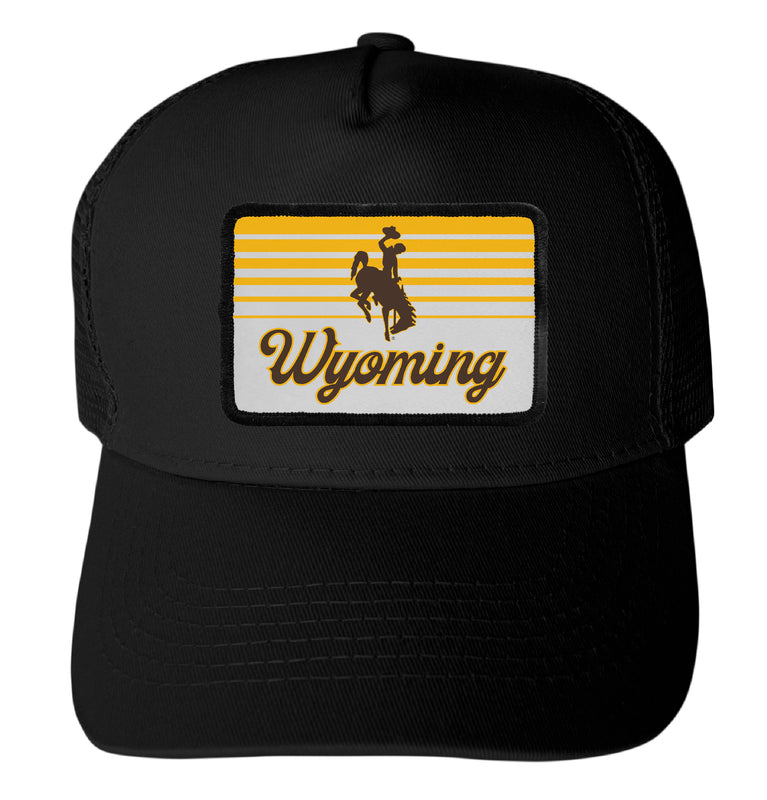 University of Wyoming Officially Licensed College Trucker Hat – Choose Your Patch Shape & Hat Color Black|Rectangle