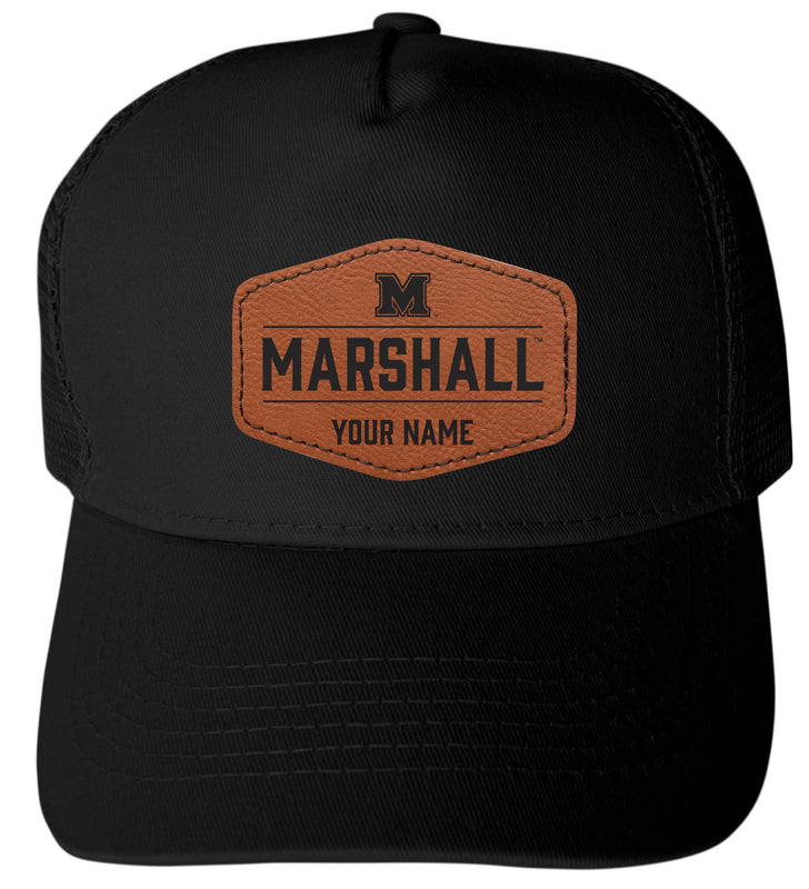 Marshall Thundering Herd Custom Collegiate Trucker Hat – Officially Licensed with Round or Hexagon Leather Patch Hexagon Patch