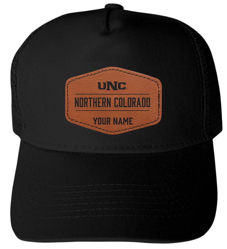 Northern Colorado Bears Custom Collegiate Trucker Hat – Officially Licensed with Round or Hexagon Leather Patch Hexagon Patch