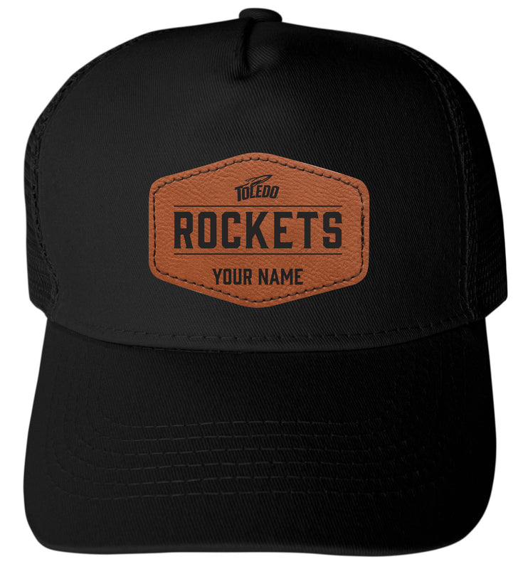Toledo Rockets Custom Collegiate Trucker Hat – Officially Licensed with Round or Hexagon Leather Patch Hexagon Patch