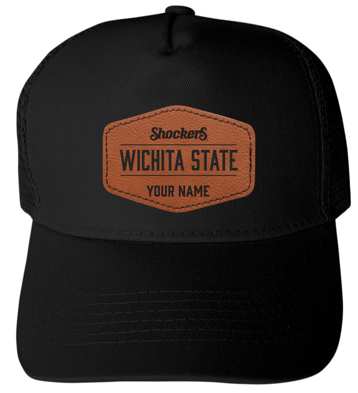 Wichita State Shockers Custom Collegiate Trucker Hat – Officially Licensed with Round or Hexagon Leather Patch