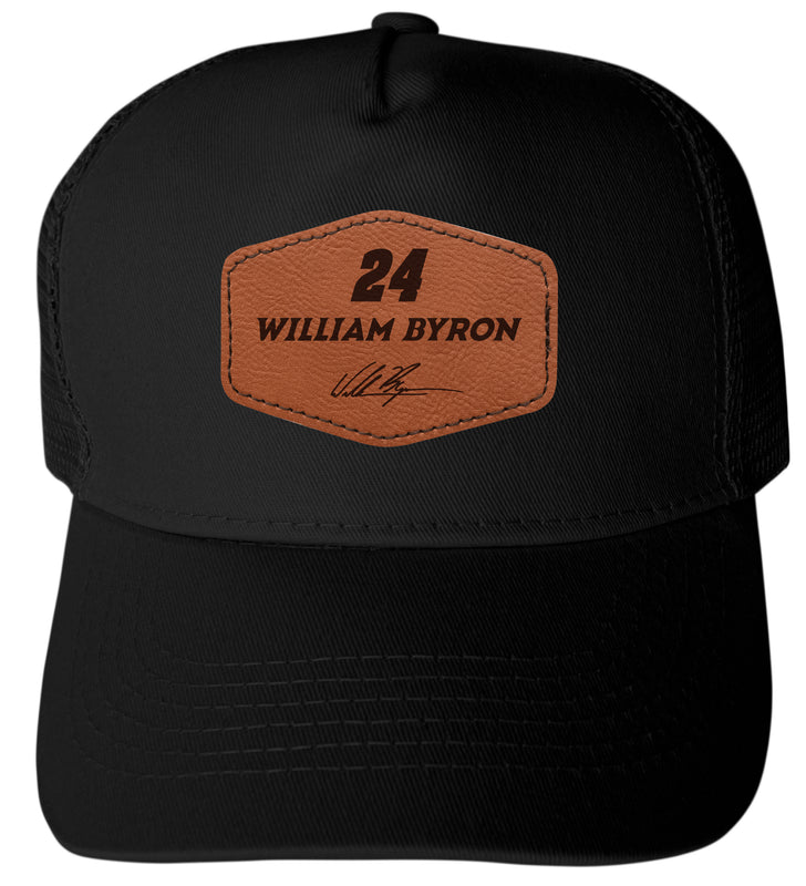 William Byron #24 Nascar Offic. Licensed Unisex Trucker Hat with Round/Hexagonal Engraved Leather Patch