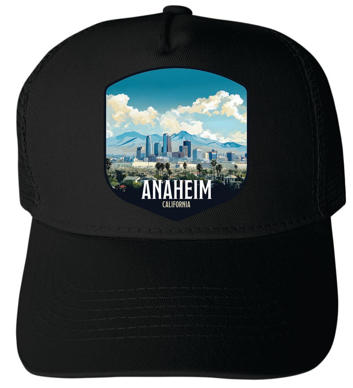 Anaheim California Unisex Mesh Back Trucker Hat with Adjustable Snapback Black