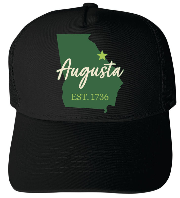 Augusta Georgia Unisex Mesh Back Trucker Hat with Adjustable Snapback Black