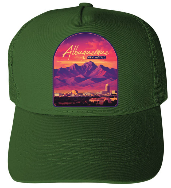 Albuquerque New Mexico Design B Green Unisex Mesh Back Trucker Hat with Adjustable Snapback 2-Pack