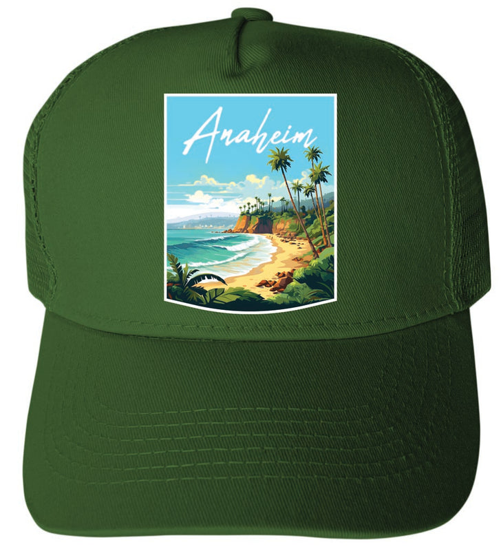 Anaheim California Design B Green Unisex Mesh Back Trucker Hat with Adjustable Snapback 2-Pack