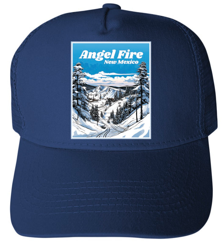 Angel Fire New Mexico Design A Navy Unisex Mesh Back Trucker Hat with Adjustable Snapback 4-Pack
