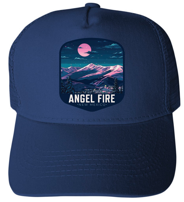 Angel Fire New Mexico Design C Navy Unisex Mesh Back Trucker Hat with Adjustable Snapback 4-Pack