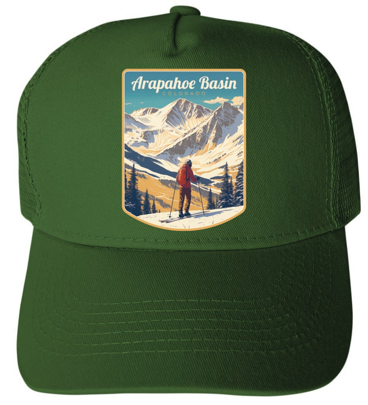 Arapahoe Basin Colorado Design A Green Unisex Mesh Back Trucker Hat with Adjustable Snapback 2-Pack