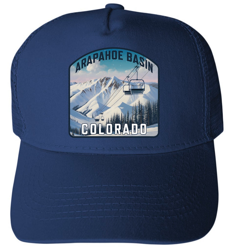 Arapahoe Basin Colorado Design B Navy Unisex Mesh Back Trucker Hat with Adjustable Snapback 2-Pack