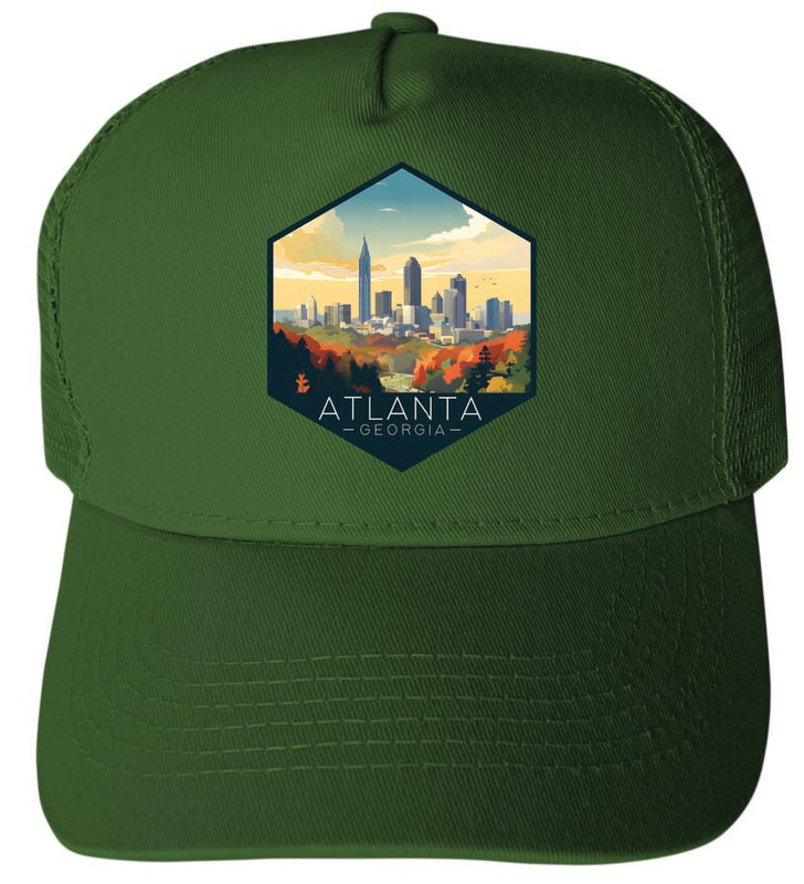 Atlanta Georgia Design A Green Unisex Mesh Back Trucker Hat with Adjustable Snapback 2-Pack