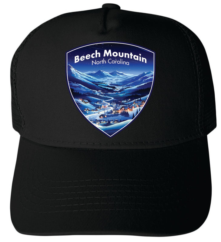 Beech Mountain North Carolina Unisex Mesh Back Trucker Hat with Adjustable Snapback Black