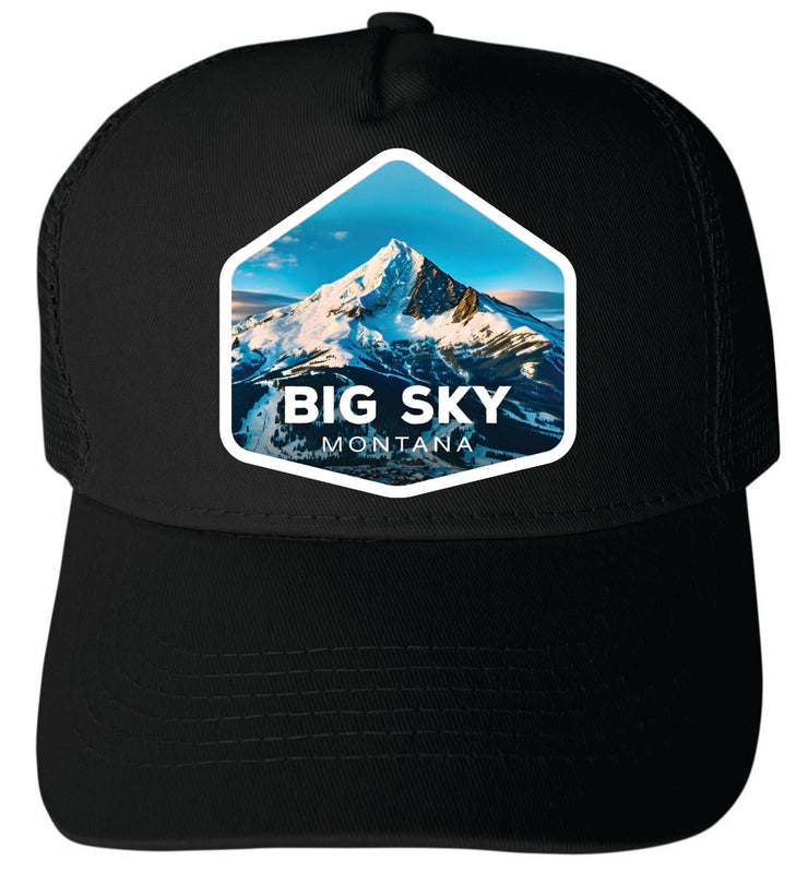 Big Sky Montana Unisex Mesh Back Trucker Hat with Adjustable Snapback Black