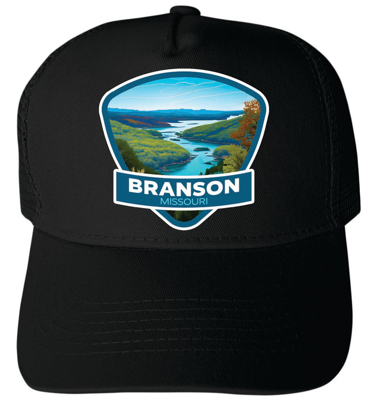 Branson Missouri Unisex Mesh Back Trucker Hat with Adjustable Snapback Black