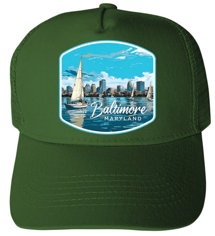 Baltimore Maryland Design B Green Unisex Mesh Back Trucker Hat with Adjustable Snapback 2-Pack