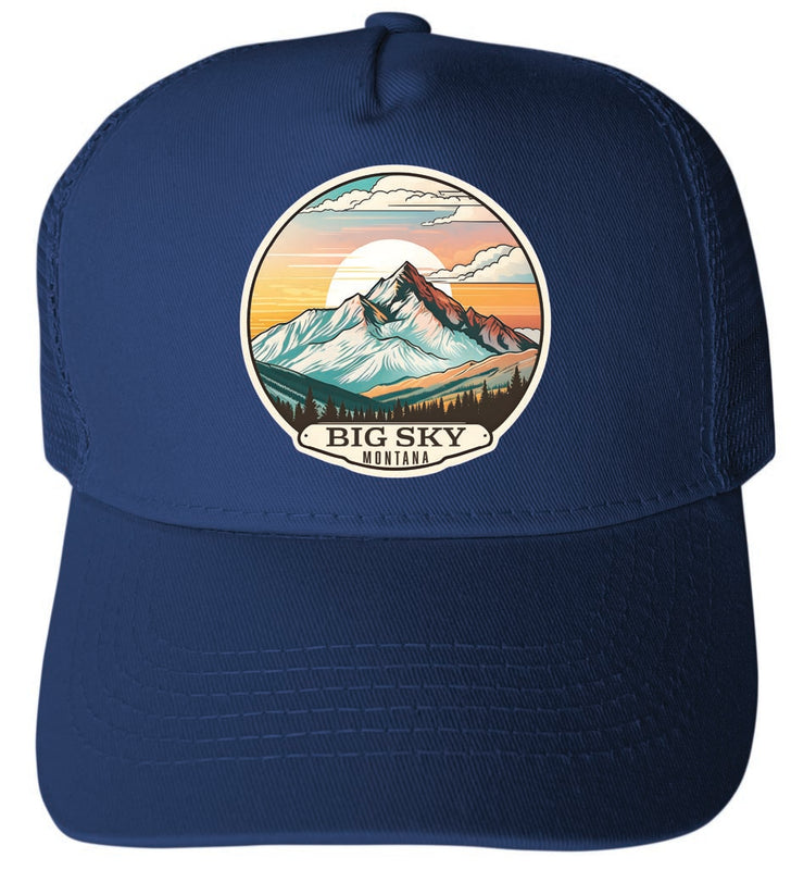 Big Sky Montana Design C Navy Unisex Mesh Back Trucker Hat with Adjustable Snapback 4-Pack
