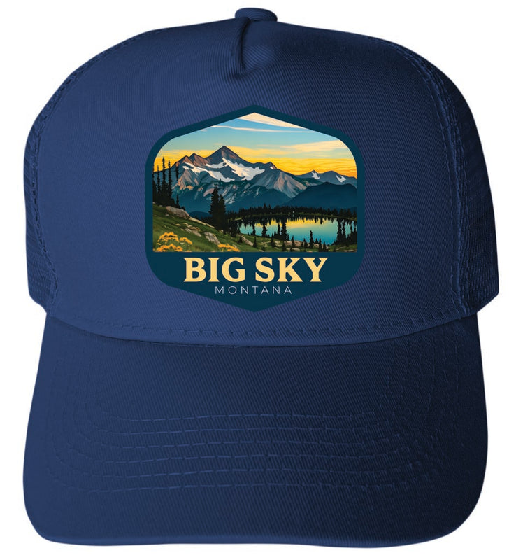 Big Sky Montana Design D Navy Unisex Mesh Back Trucker Hat with Adjustable Snapback 4-Pack
