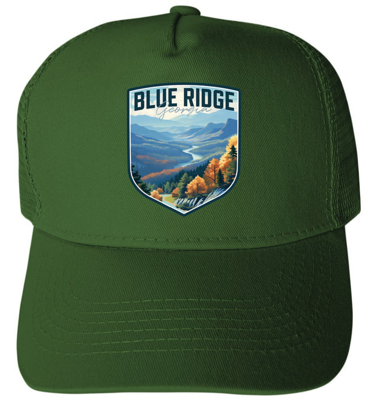 Blue Ridge Georgia Design A Green Unisex Mesh Back Trucker Hat with Adjustable Snapback 4-Pack