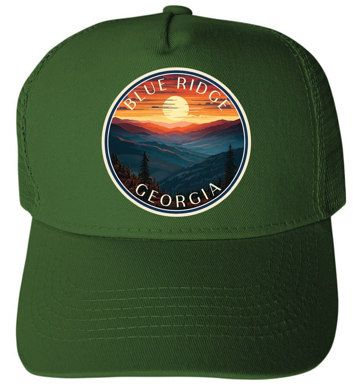 Blue Ridge Georgia Design C Green Unisex Mesh Back Trucker Hat with Adjustable Snapback 2-Pack