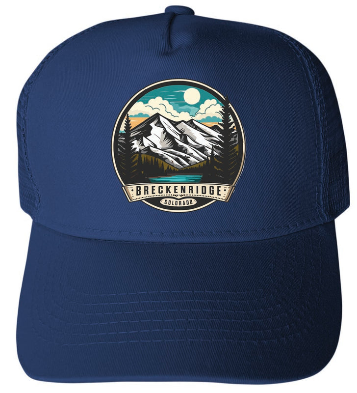 Breckenridge Colorado Design A Navy Unisex Mesh Back Trucker Hat with Adjustable Snapback 4-Pack