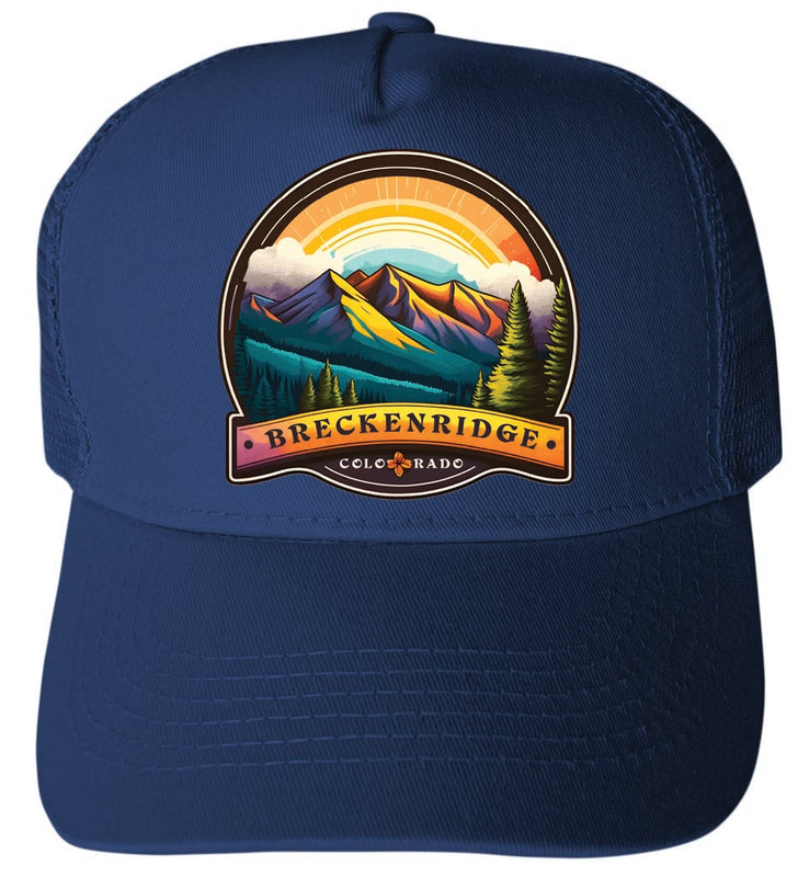 Breckenridge Colorado Design B Navy Unisex Mesh Back Trucker Hat with Adjustable Snapback 4-Pack