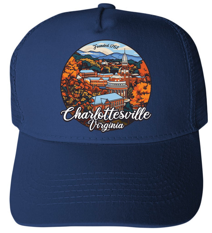 Charlottesville Virginia Design C Navy Unisex Mesh Back Trucker Hat with Adjustable Snapback 2-Pack