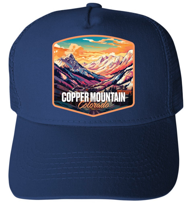 Copper Mountain Colorado Design A Navy Unisex Mesh Back Trucker Hat with Adjustable Snapback 4-Pack