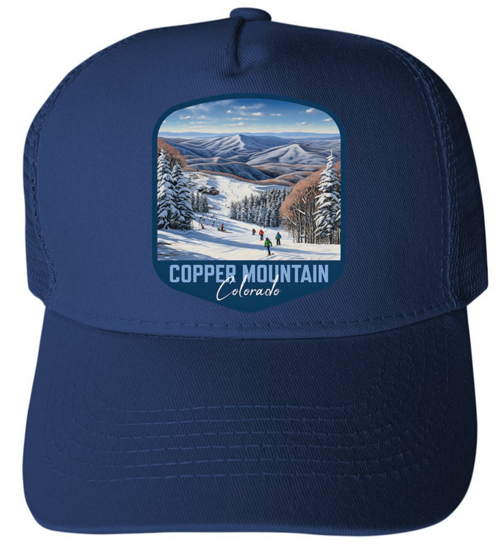 Copper Mountain Colorado Design B Navy Unisex Mesh Back Trucker Hat with Adjustable Snapback 4-Pack