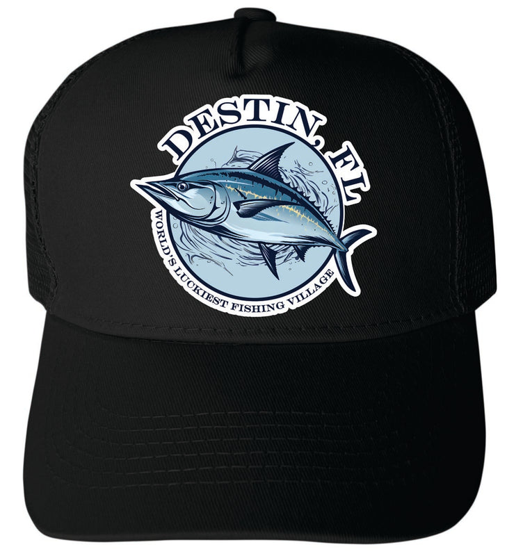 Destin Florida Unisex Mesh Back Trucker Hat with Adjustable Snapback Black