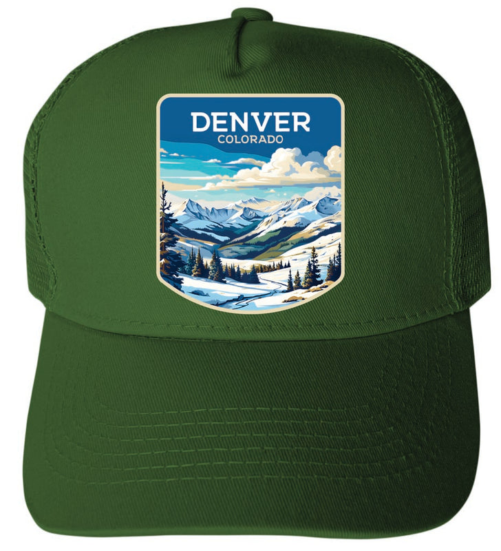 Denver Colorado Design B Green Unisex Mesh Back Trucker Hat with Adjustable Snapback 4-Pack