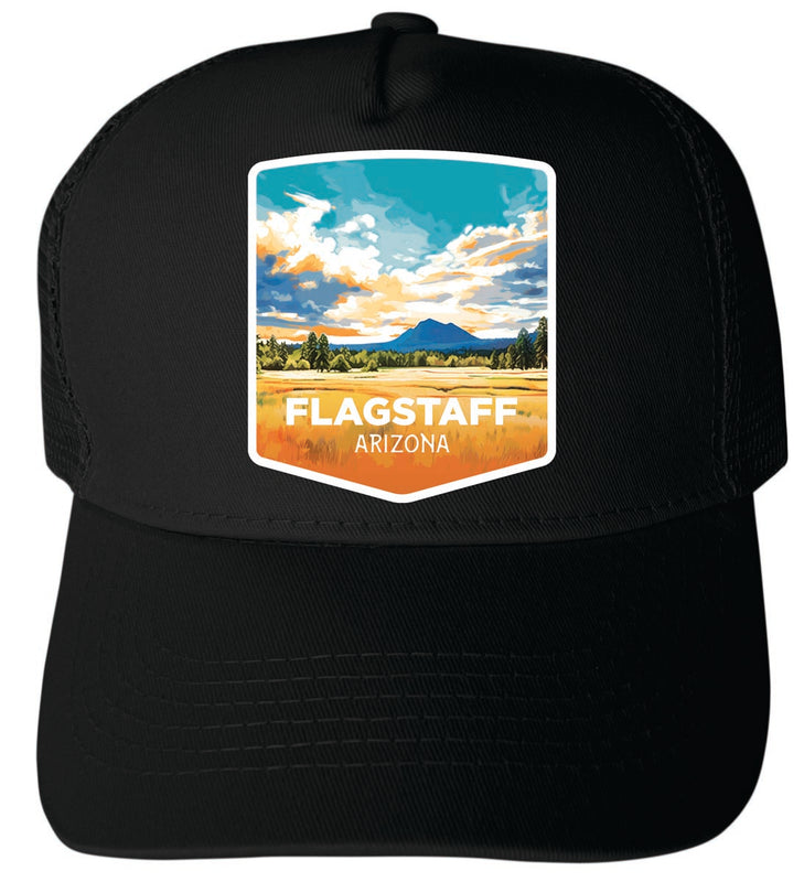 Flagstaff Arizona Unisex Mesh Back Trucker Hat with Adjustable Snapback Black