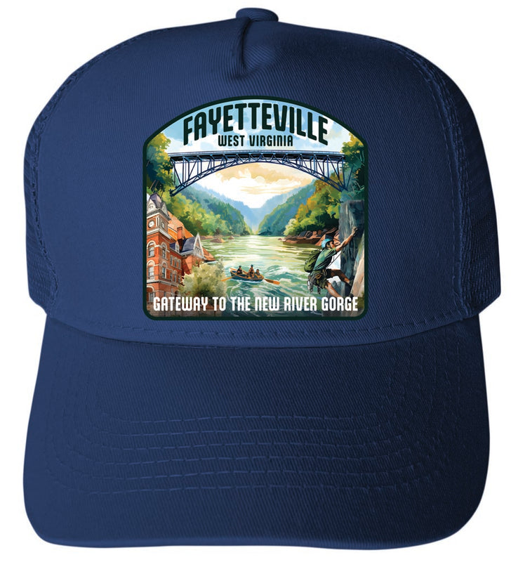 Fayetteville West Virginia Gateway to the New River Gorge Design Navy Unisex Mesh Back Trucker Hat with Adjustable Snapback 4-Pack