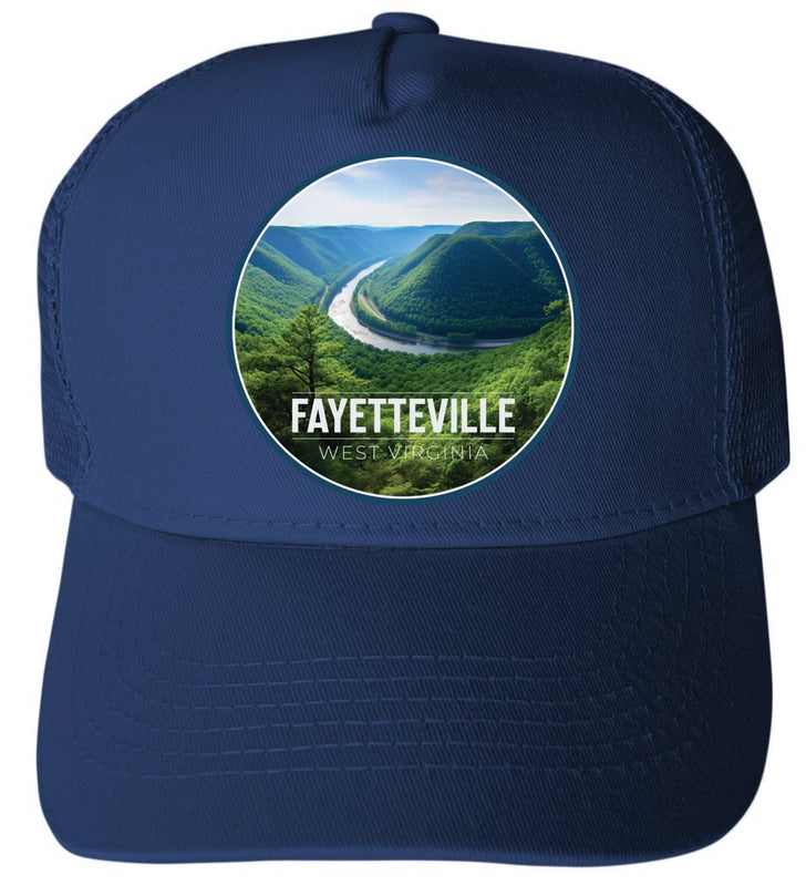 Fayetteville West Virginia Riverbend Design Navy Unisex Mesh Back Trucker Hat with Adjustable Snapback 4-Pack