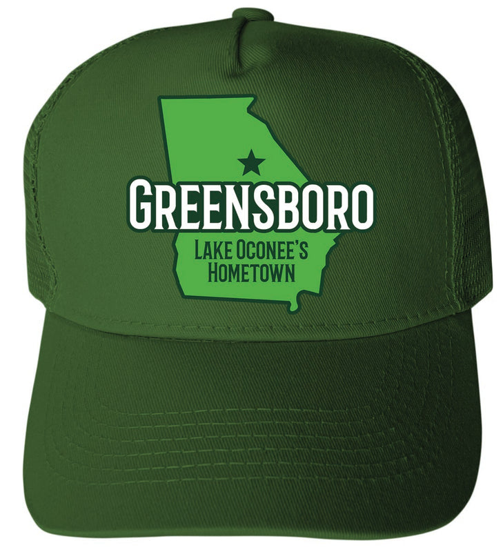 Greensboro Georgia Unisex Mesh Back Trucker Hat with Adjustable Snapback Green