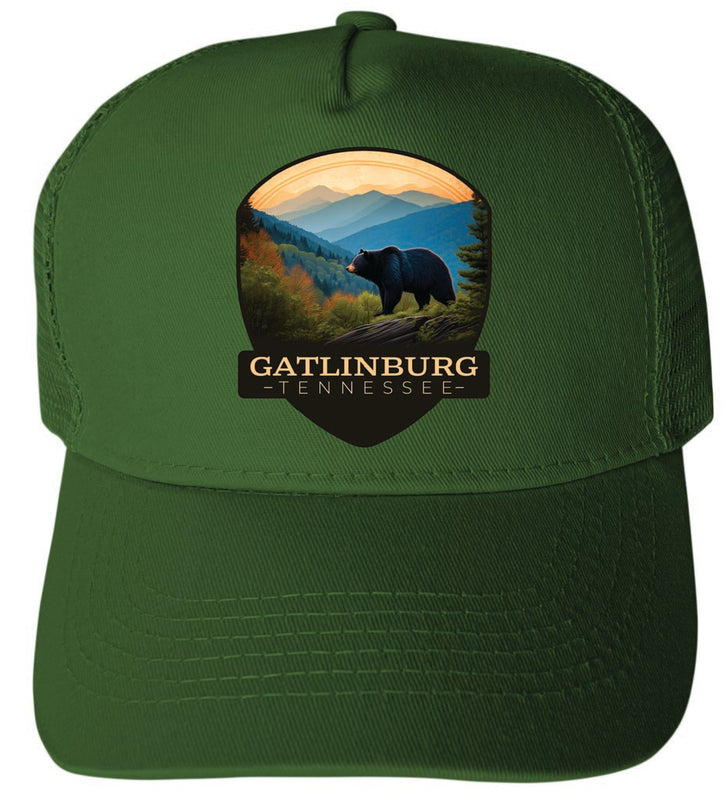 Gatlinburg Tennessee Design B Green Unisex Mesh Back Trucker Hat with Adjustable Snapback 2-Pack