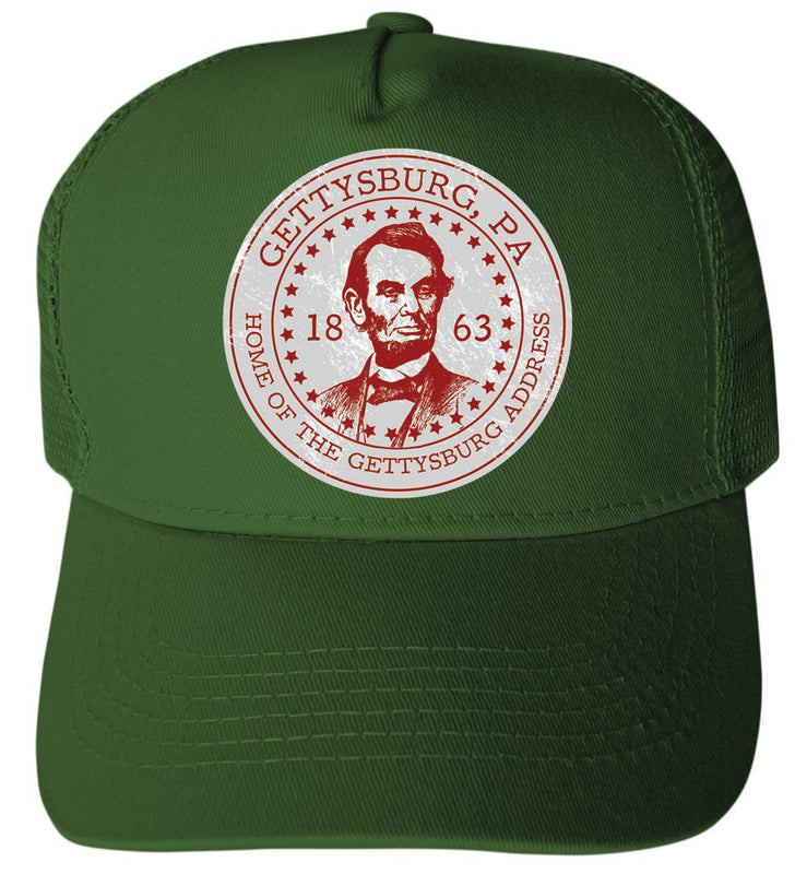 Gettysburg Pennsylvania Home of the Gettysburg Address Design B Green Unisex Mesh Back Trucker Hat with Adjustable Snapback 4-Pack